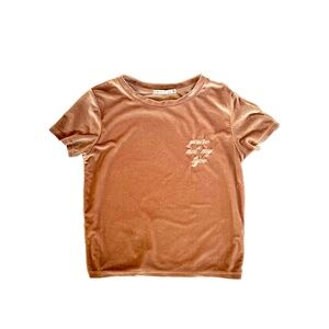Rose Beige Velvet Dressy Sassy Graphic Short Tee